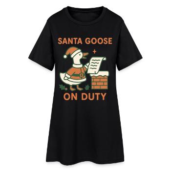 Père Noël Oie En Devoir Drôle Noël Design - Robe T-shirt Femme - noir - Devant
