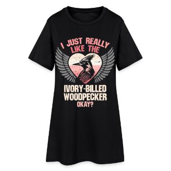 Elfenbein Specht Vogelbeobachter - Frauen T-Shirt-Kleid - Schwarz - Vorne