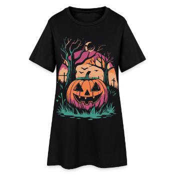 Citrouille Enchantée d Automne - Robe T-shirt Femme - noir - Devant