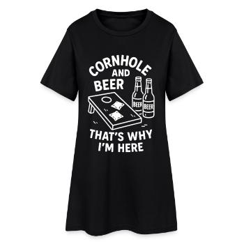 Le cornhole et la bière - c’est pourquoi je suis ici - Robe T-shirt Femme - noir - Devant
