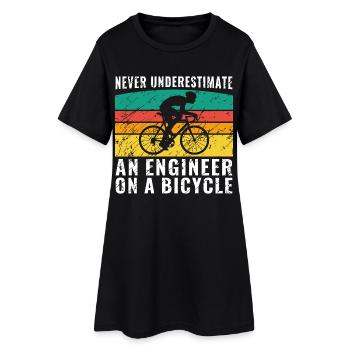 Unterschätzen Sie niemals einen Ingenieur auf einem Fahrradhemd - Frauen T-Shirt-Kleid - Schwarz - Vorne