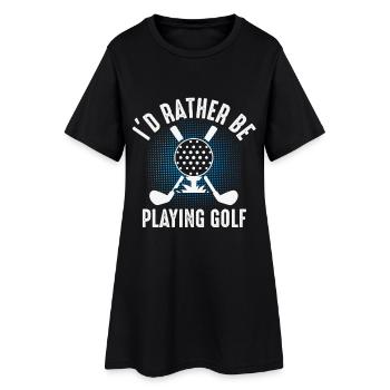 Ich würde lieber Golf spielen – Golfer Design - Frauen T-Shirt-Kleid - Schwarz - Vorne