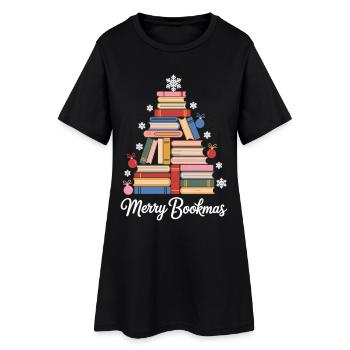 Christmas tree made of books Perfect for bookworms - Women’s T-Shirt Dress - black - Front