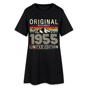 70. Geburtstag Original November Jahrgang 1955  - Frauen T-Shirt-Kleid - Schwarz - Vorne