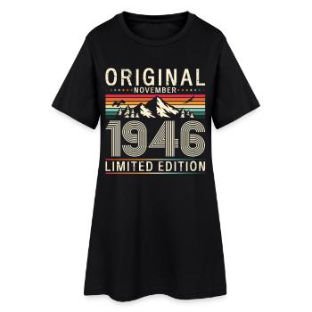 80th Birthday Original November Vintage 1946 - Women’s T-Shirt Dress - black - Front