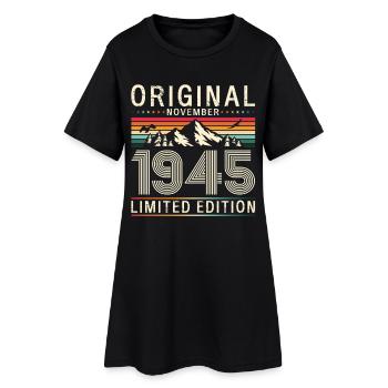 80. Geburtstag Original November Jahrgang 1945  - Frauen T-Shirt-Kleid - Schwarz - Vorne