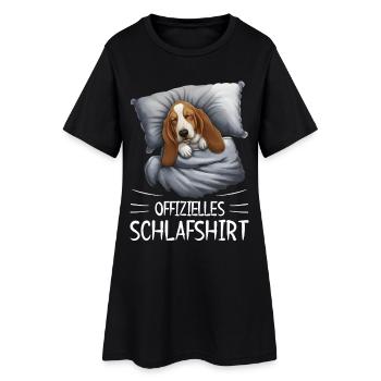 Cuddly Dream Chemise de nuit Basset Chien - Robe T-shirt Femme - noir - Devant