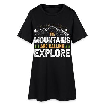 Wandern - Frauen T-Shirt-Kleid - Schwarz - Vorne
