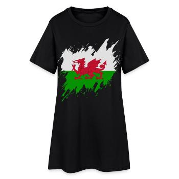 Drapeau du Pays de Galles, style déchiré - Robe T-shirt Femme - noir - Devant
