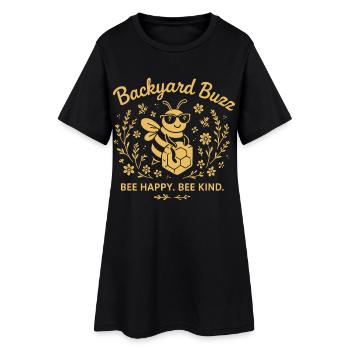 Backyard Buzz Bee Happy Bee Kind - Frauen T-Shirt-Kleid - Schwarz - Vorne
