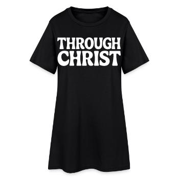 Par le Christ Jésus Chrétiens Foi - Robe T-shirt Femme - noir - Devant