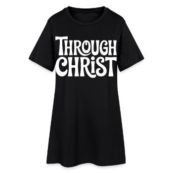 Par le Christ Jésus Chrétiens Foi - Robe T-shirt Femme - noir - Devant