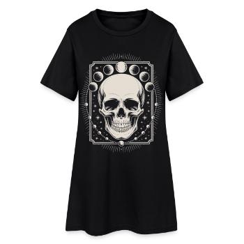 Crâne gothique avec phases de lune Design mystique - Robe T-shirt Femme - noir - Devant