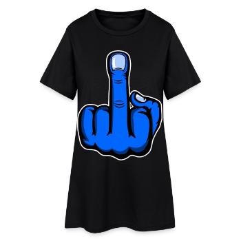 Doigt du milieu doigt puant Design Bleu - Robe T-shirt Femme - noir - Devant