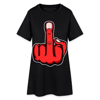 Doigt d’honneur doigt puant design rouge - Robe T-shirt Femme - noir - Devant