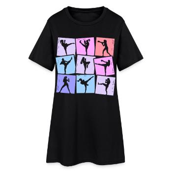 Kickboxing Kickboxer Muay Thai Femmes Filles - Robe T-shirt Femme - noir - Devant