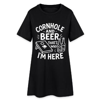 Le cornhole et la bière - c’est pourquoi je suis ici - Robe T-shirt Femme - noir - Devant