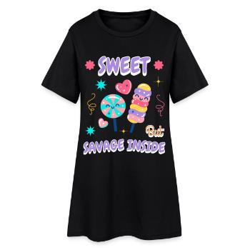 Fuzzy candy gift idea for snack fans - Women’s T-Shirt Dress - black - Front
