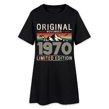 55ème Anniversaire Original Novembre Millésime 1970 - Robe T-shirt Femme - noir - Devant