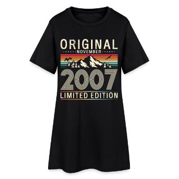 18. Geburtstag Original November Jahrgang 2007  - Frauen T-Shirt-Kleid - Schwarz - Vorne