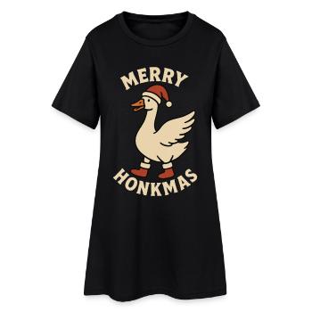 Oie Noël Drôle Père Noël Merry Honkmas - Robe T-shirt Femme - noir - Devant