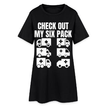Check out my six pack - Frauen T-Shirt-Kleid - Schwarz - Vorne