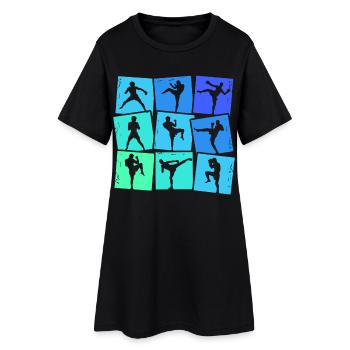 Kickboxen Kickboxer Muay Thai Jungen Kinder - Frauen T-Shirt-Kleid - Schwarz - Vorne