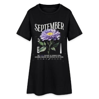 Naissance Fleurs Naissance Fleur Septembre Aster - Robe T-shirt Femme - noir - Devant