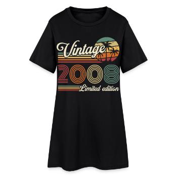 Original 2008 Vintage Vintage Birthday Retro - Women’s T-Shirt Dress - black - Front