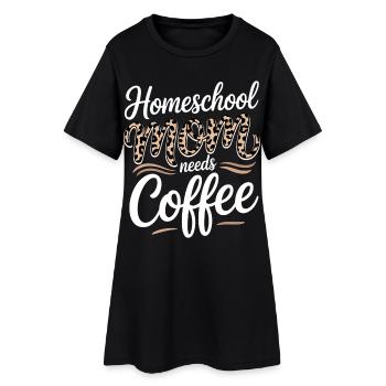 Maman École À La Maison Adore Le Café - Robe T-shirt Femme - noir - Devant