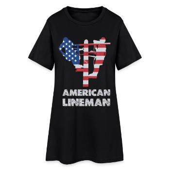 Silhouette du drapeau du monteur de lignes américain - Robe T-shirt Femme - noir - Devant
