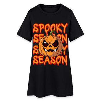 Halloween Citrouille Spooky Saison Citrouille Creepy - Robe T-shirt Femme - noir - Devant