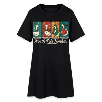 Gans Weihnachten Lustig Santa Nordpol Honker - Frauen T-Shirt-Kleid - Schwarz - Vorne