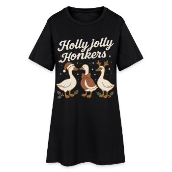 Oie de Noël Holly Jolly Honkers - Robe T-shirt Femme - noir - Devant