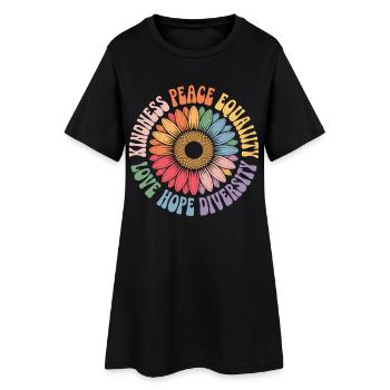 Tournesol Paix Amour Espoir Diversité - Robe T-shirt Femme - noir - Devant