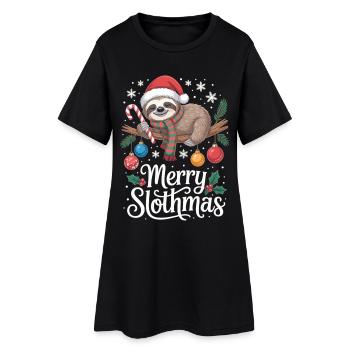Merry Slothmas – Funny Sloth Christmas T-Shirt - Women’s T-Shirt Dress - black - Front