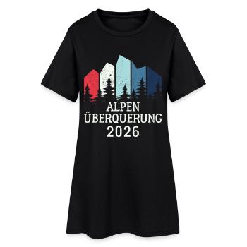 Alpen Überquerung 2026 - Wandern - Frauen T-Shirt-Kleid - Schwarz - Vorne