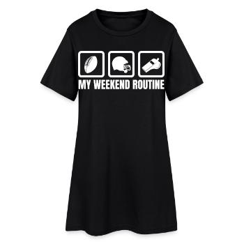 Mein Football Wochenend-Rhythmus - Frauen T-Shirt-Kleid - Schwarz - Vorne