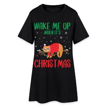 Wake Me Up When It s Christmas - Frauen T-Shirt-Kleid - Schwarz - Vorne