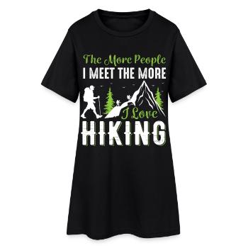 Wandern - Frauen T-Shirt-Kleid - Schwarz - Vorne