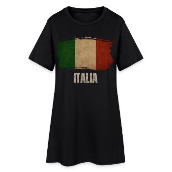 Drapeau de l’Italie grunge, j’adore l’Italie - Robe T-shirt Femme - noir - Devant