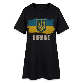Drapeau de l’Ukraine, j’aime l’Ukraine - Robe T-shirt Femme - noir - Devant