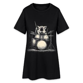 Sanglier Tambours Tambour Musique Rock Animal - Robe T-shirt Femme - noir - Devant