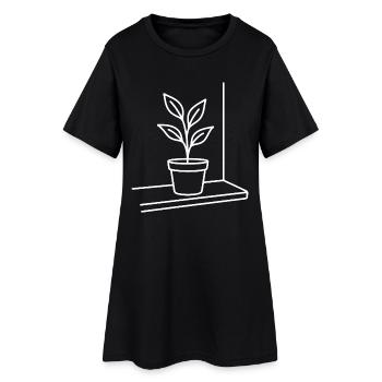 Croquis de plante en pot – motif pour les jardiniers de balcon - Robe T-shirt Femme - noir - Devant