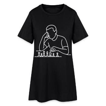 Croquis du joueur d’échecs – Motif de pensée minimaliste - Robe T-shirt Femme - noir - Devant