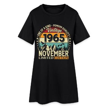 60ème Anniversaire Vintage Novembre Millésime 1965 - Robe T-shirt Femme - noir - Devant