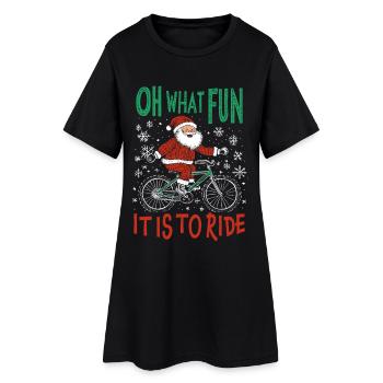 FUNNY SANTA CLAUS BICYCLE CHRISTMAS GIFT - Women’s T-Shirt Dress - black - Front