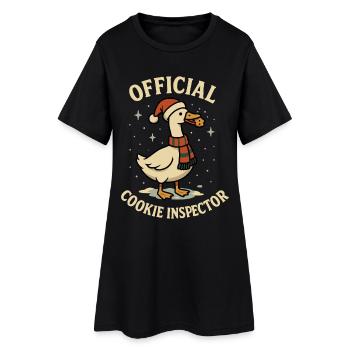 Drôle d’oie Noël Père Noël Cookie Inspecteur - Robe T-shirt Femme - noir - Devant