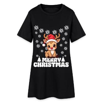 Renne - Joyeux Noël - Robe T-shirt Femme - noir - Devant