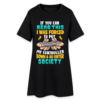 Jeu - Robe T-shirt Femme - noir - Devant